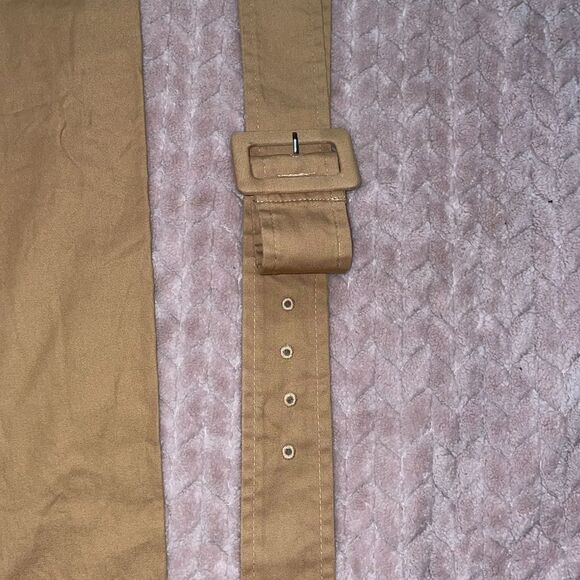 LOFT Women’s Camel Brown Crop Wide Leg Dress Pants with Belt - Picture 4 of 7